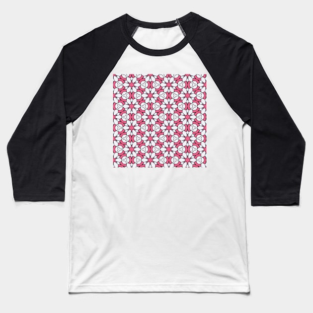Pink White Flower Baseball T-Shirt by Starline Hodge
